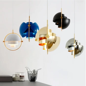 

Nordic simple pendant lamp Electroplating iron deformable semicircle creative personality E27 single head bedside lighting lamp