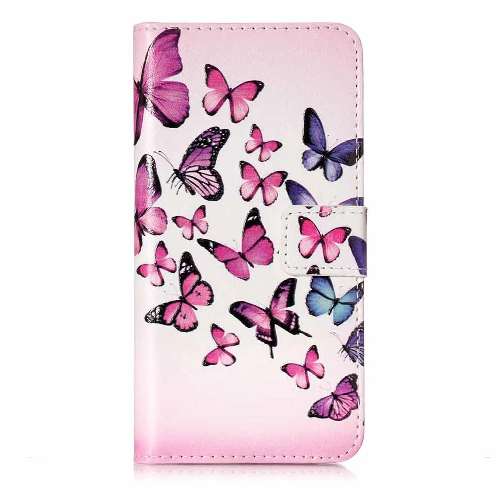 Флип Чехол-бумажник силиконовый чехол для samsung Galaxy S8 S9 S10 плюс J4 J6 J8 A7 A9 J330 J530 J730 A10 A20 A30 A40 A50 A70 - Цвет: Pink Blue Butterfly