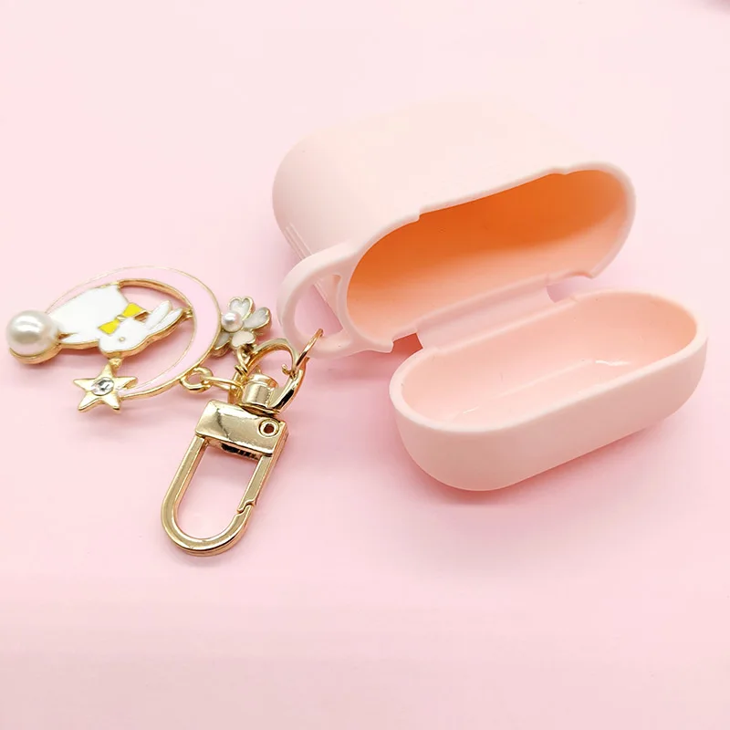 Беспроводной чехол для наушников с Bluetooth для Apple AirPods, чехол для наушников s для Airpods, защитный чехол, кольцо для ключей с милым жемчугом и кроликом
