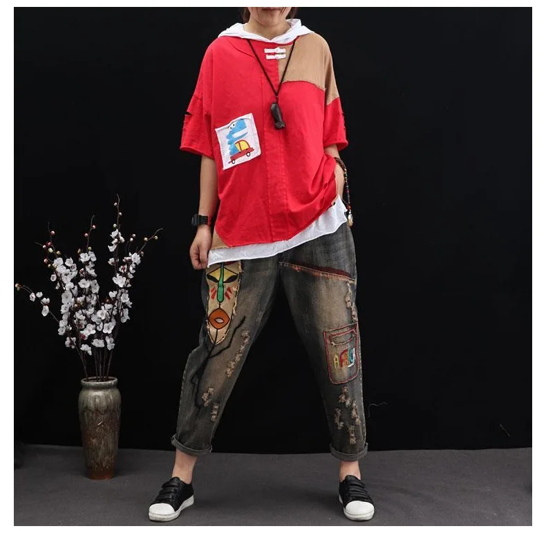 Max LuLu корейские модные женские негабаритные шаровары женские эластичные джинсы с вышивкой осенние винтажные джинсовые брюки с принтом