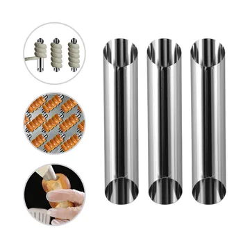 

6pcs/set DIY Croissant Bread Mould Stainless Steel Danish Tube Spiral Bread Danish Mold Large Spiral Tube Baking Tools Roll Cake