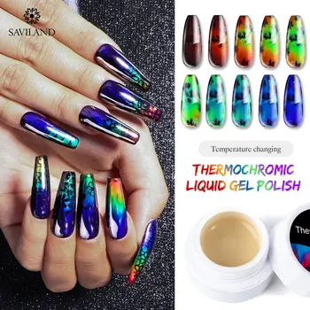 

SAVILAND Thermal Sensitive Liquid Gel Varnish 12 Color Changing Touch Changeable Gel Polish Thermal Vision DIY Stamping Nails
