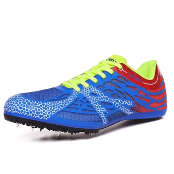 

Men Women Running Spike Shoes Outdoor Man Track and Field Training Athletic Shoes Black Blue Professional Race Jumping Sneakers