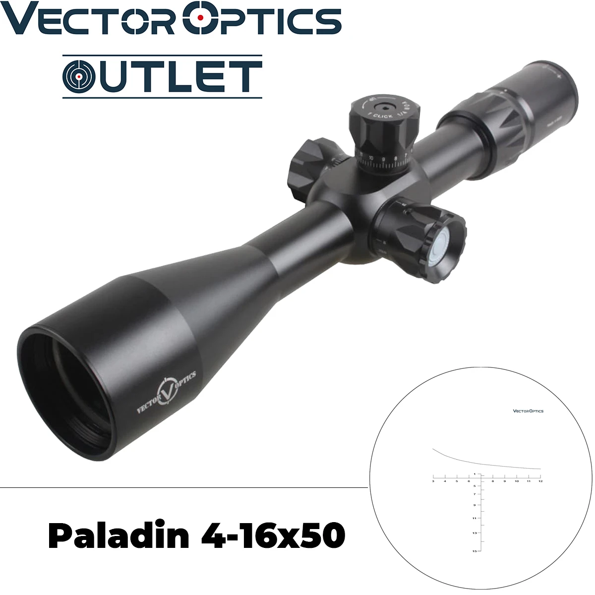 

Vector Optics Paladin 4-16x50 FFP Riflescope Rangefinder Ballistic Drop BDC Illuminated Reticle Focus 10Yds Shock Proof .50BMG