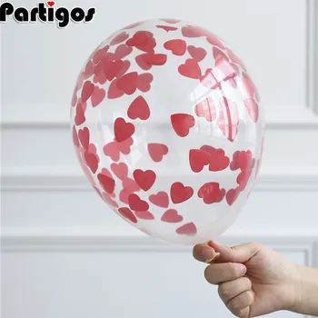

5pcs Valentines Day Latex Balloons With Red Heart Confetti Air Globos Birthday Party Balloon Valentines Day Party Supplies