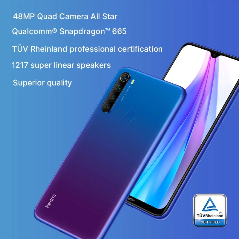  Global Version Xiaomi Redmi Note 8T 4GB 128GB 6.3 Smartphone NFC Snapdragon 665 48MP Camera 18W Qui