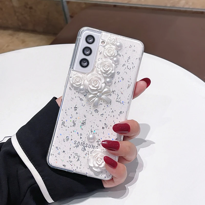 

three-dimensional flower is suitable for Samsung S21 s22 s23ultra mobile phone shell s20fe note20 shell