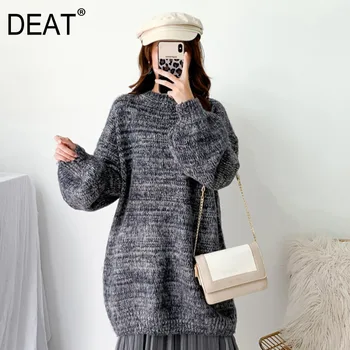 

DEAT 2020 New Spring Round Collar Solid Color Pullover Sweater Women Korea Loose Warm Casual Wild Mohair Knit Sweater Tide PD618