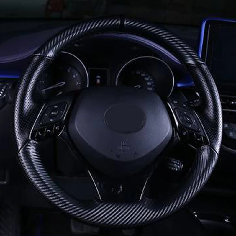 Черная ручная строчка крышки рулевого колеса автомобиля модное украшение интерьера летающие колеса Чехлы для Toyota CH-R