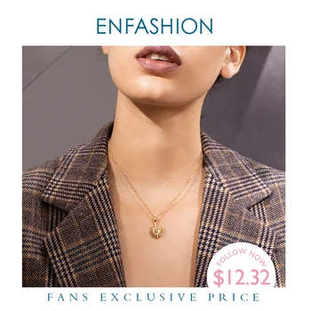 

ENFASHION Sun Pendant Necklace Women Gold Color Stainless Steel Cute Choker Necklace Fashion Femme Jewelry Dropshipping P203064