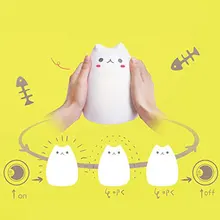 Силиконовый сенсорный Сенсор светодиодный ночной Светильник для детей, для малышей и детей постарше 7 цветов 2 режима Cat светодиодный USB светодиодный ночной Светильник