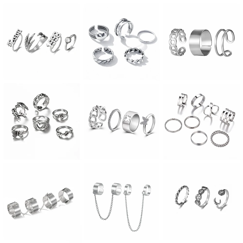 Модный набор колец с цепью и бабочкой для женщин мужчин женский обручальные