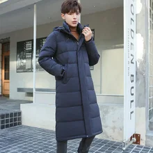 Красивая зимняя длинная куртка на утином пуху, Мужская Уличная Лыжная Толстая мужская куртка-пуховик, теплая ветровка, длинное пальто для мужчин