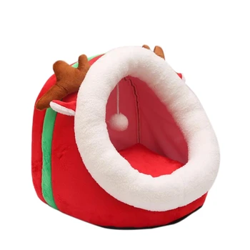 

Christmas Style Pet Nest Pet Supplies Cat Tunnel Cat Sleeping Bag Rest Toys Pet Cat Litter Pad Removable and Washable