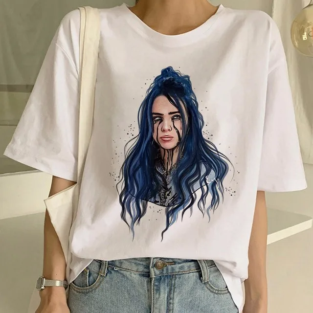 Billie Eilish футболка в стиле хип-хоп забавная Футболка женская футболка топы Женская одежда уличная одежда - Цвет: 21528