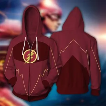 

The Flash Kid Flash Bart Allen Cosplay Costumes 2019 3D Printed Zipper Hoodies Sweatshirt DC Anime Cartoon Flash hooded Jackets