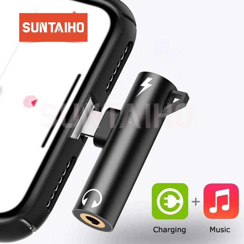 Адаптер для наушников 2 в 1 с разъемом 3 5 мм iphone 11X7 8 Plus разъем Aux прослушивания