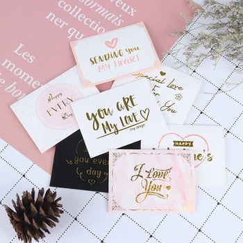 

10pcs Creative Bronzing Greeting Card Wedding Valentine's Day Flower Message Blessing Card Birthday Party Decor Thank You Card