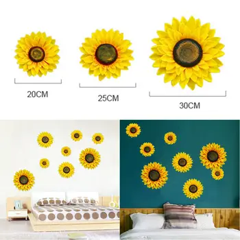 3D Removable Sunflower Wall Sticker For Refrigerator Cabinet Door Living Room Kitchen Waterproof Decals