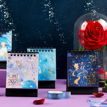 

2021 The Little Prince Mini Desk Calendar Bright Galaxy Series Coil Calendars Daily Schedule Planner 2021.01-2021.12