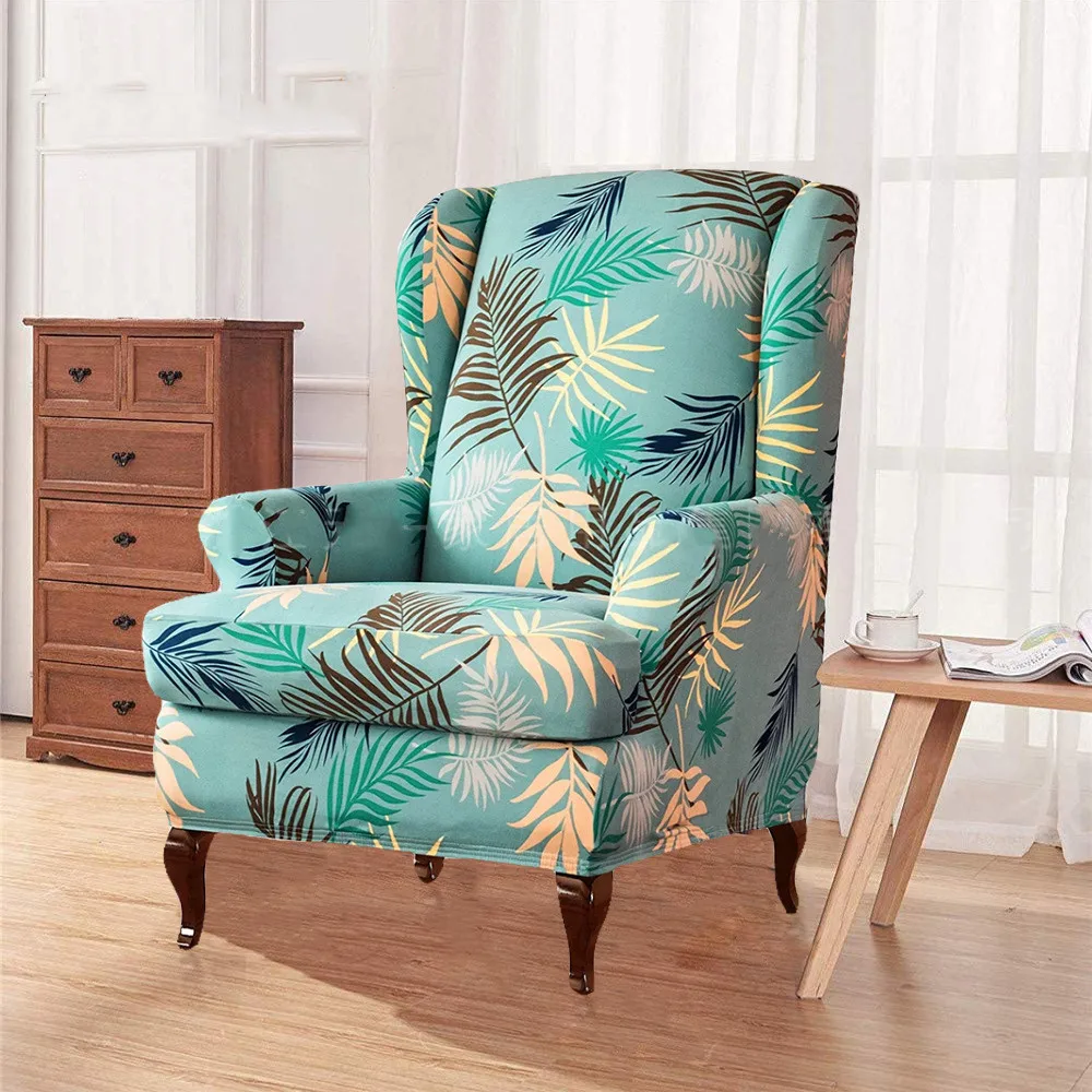 

Waterproof Stretch Protector Slip Cover Sloping Arm King Back Chair Cover Elastic Armchair Wingback Wing Sofa Back Chair Cover