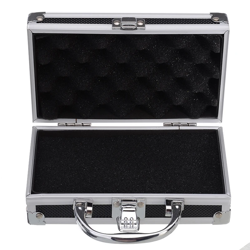Портативный черный ящик для инструментов из алюминиевого сплава Прочный чехол для хранения с ручкой безопасный органайзер для инструментов для путешествий Чехол для костюма 180*112*57 мм