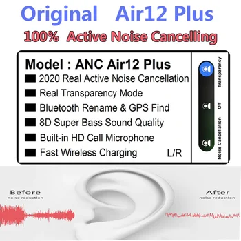 

ANC Air12 Plus TWS Bluetooth Earphone 5.1 Noise Reduction Transparent Super Bass PK i900000 Air3Max i90000MAX i99999Plus i90000