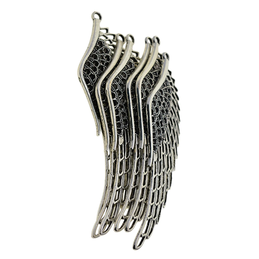 6pcs Large Wing Charms Bird Angel Wings Charm Antique Silver Charms 108x38mm