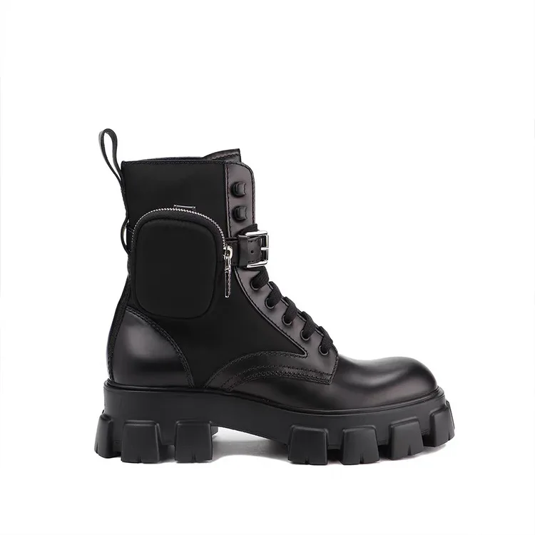 autumn winter thick bottom muffin motorcycle family shoes women's new boots British style pocket boots