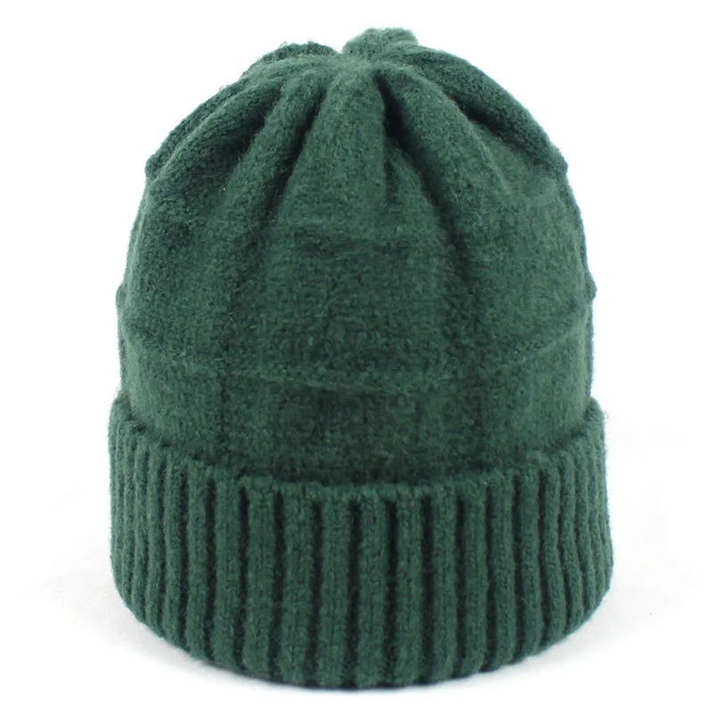 Minhui осень-зима Шапки для девочек Для женщин шапки бини шапки, теплые шерстяные комплекты шапка Gorro; Теплый шапочка вязаная шапка - Цвет: green