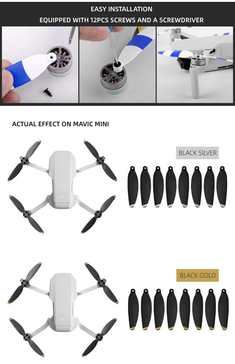 8 шт. Mavic мини-пропеллер набор тише полета и мощная тяга для DJI Mavic мини-пропеллер s неоригинальный