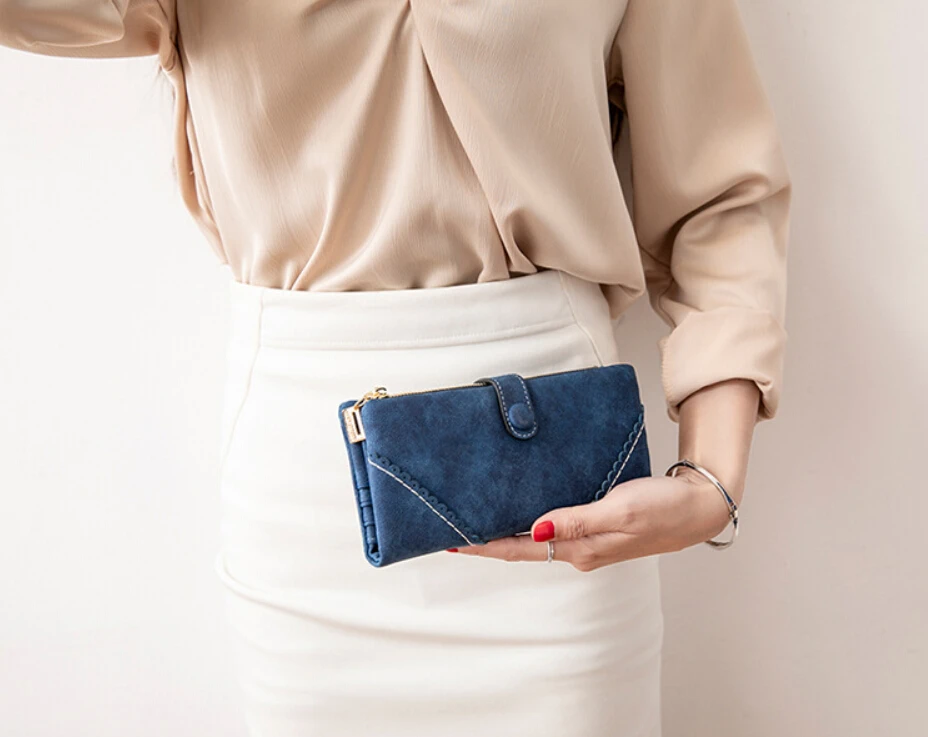 Minimalist Design Thin Long Bifold Wallet Women Female Brand Leather Coin Purse Card Holder Ladies Money Dollar Cuzdan portfel
