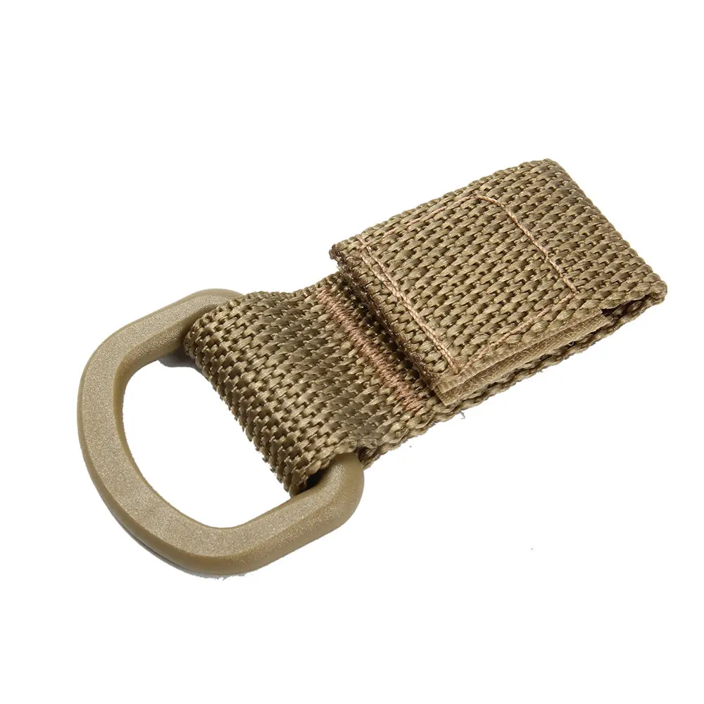 1pcs Olecranon Shape Tactical Molle Nylon Carabiner Hook Buckles With Key Ring Hanging Belt Buckle Outdoor Hiking Travel Kits - Цвет: Tan S