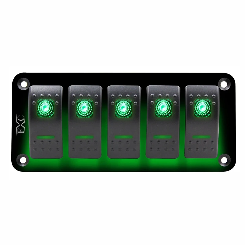 12 V-24 V 5 Gang зелёный переключатель Панель автомат защити цепи лодка морской Водонепроницаемый