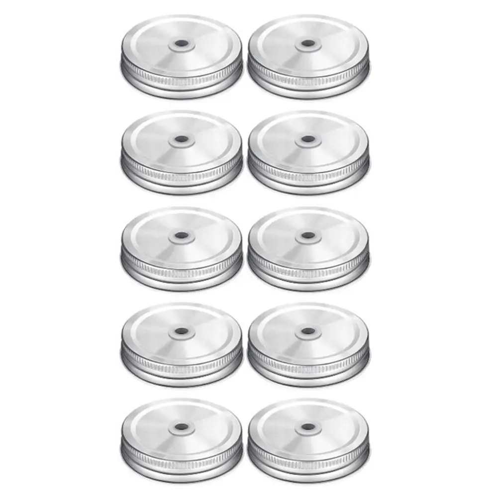 10pcs Mason Jar Lids Reusable Leak-Proof Seal Canning Jars Lid With Straw Hole Mason Jar Drinking Accessories