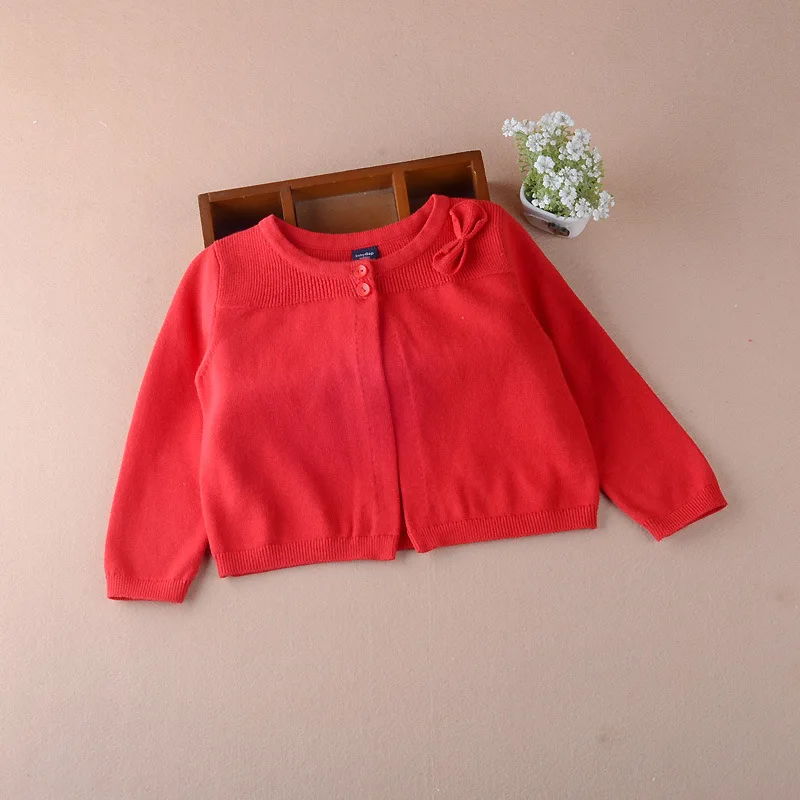 Серый Детский свитер Кардиган для девочек 1 год, Весенняя верхняя одежда на одной пуговице куртка для маленьких девочек одежда для малышей 3, 12, 24 мес. 185063 - Цвет: Красный