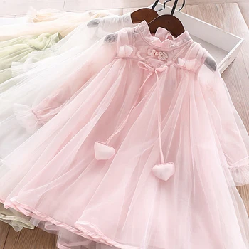 

5284 Lace Embroidery Princess Baby Girl Dress 2020 New Spring Party Wedding Kid Dress For Girl Wholesale Children Clothes 5pLot