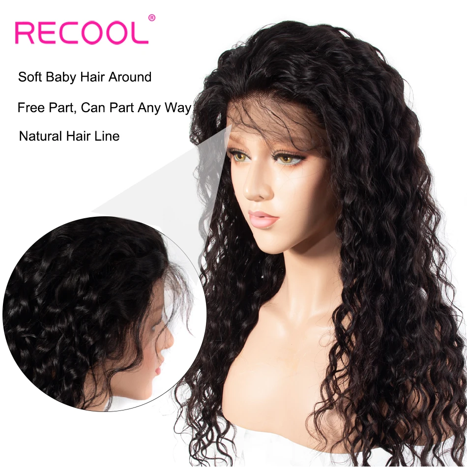 Recool Water Wave Lace Front Human Hair Wig 13x6 HD Lace Frontal Wig Ready To Go Pre Plucked Wet And Wavy Front