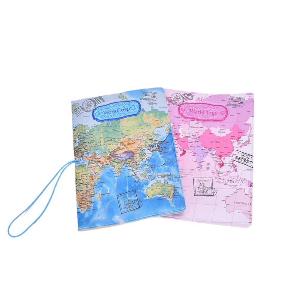 1PCS 2D Design cartoon passport holders for  travel passport cover pvc leather-The world map