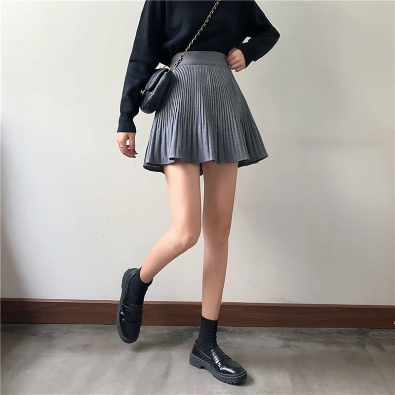Корейская однотонная плиссированная юбка, новинка, kawaii, модная юбка, милая, повседневная, женская, для колледжа, Ulzzang, шикарная, ins, трапециевидная юбка