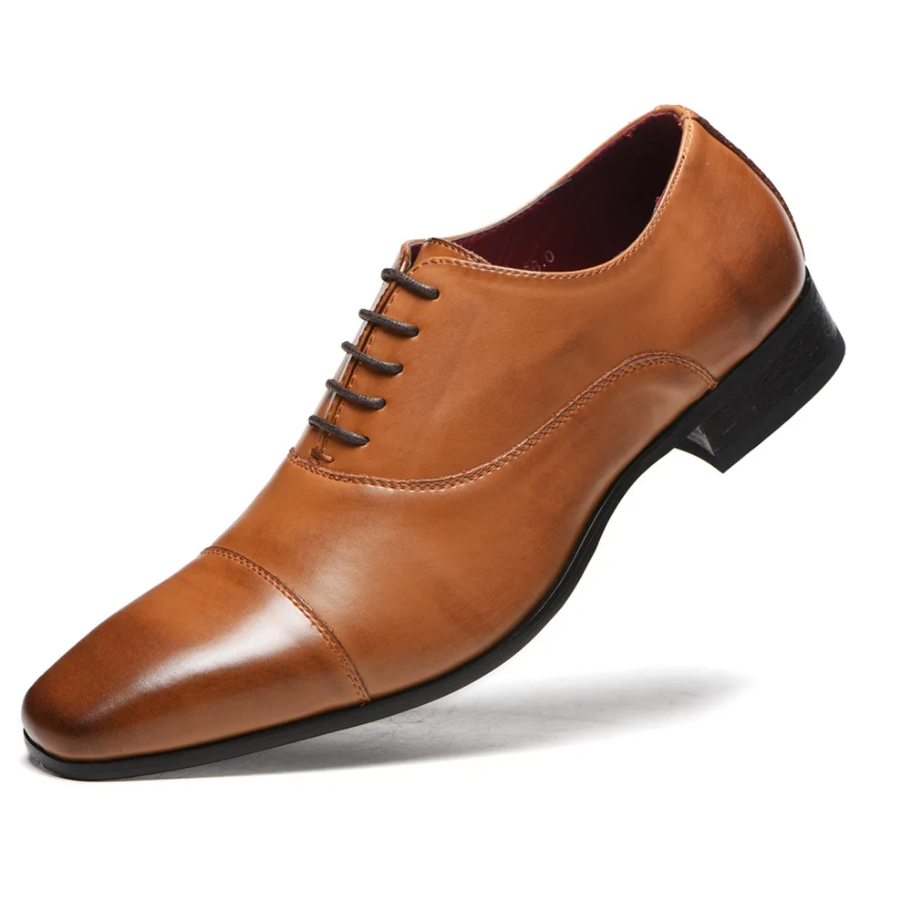 

Mens Classic Oxford Flat Dress Shoes British Italian Formal Wedding Suit Leather Shoe Breathable Pointed Toe Lace Up Derby Shoes