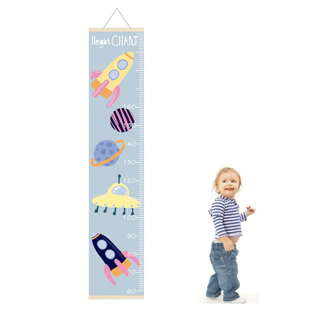 Spacecraft Animal Dinosaur Kids Height Chart Children Growth Ruler With Wood Frame Children Height Record Wall Hanging Decor