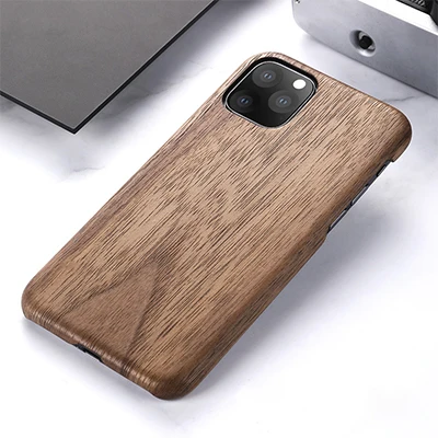SanCore Original Real Wood Rosewood Cover Phone Shell for iPhone 11 Pro Max Natural Luxury Wooden Pattern Walnut Protective Case - Цвет: Walnut Wood