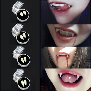 

Environmentally Friendly Resin Halloween Vampire Teeth Costume Props False Halloween Vampire Teeth Solid Glue Denture Jewelry