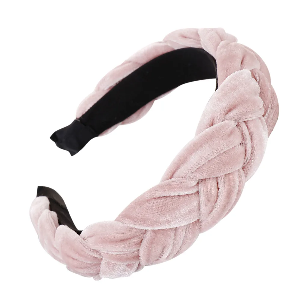 Home& Nest/Женская бархатная тесьма с перекрестными узелками, повязка на голову, Цветочная Милая женская модная головная повязка, ткань, однотонные аксессуары для волос для девочек - Цвет: K