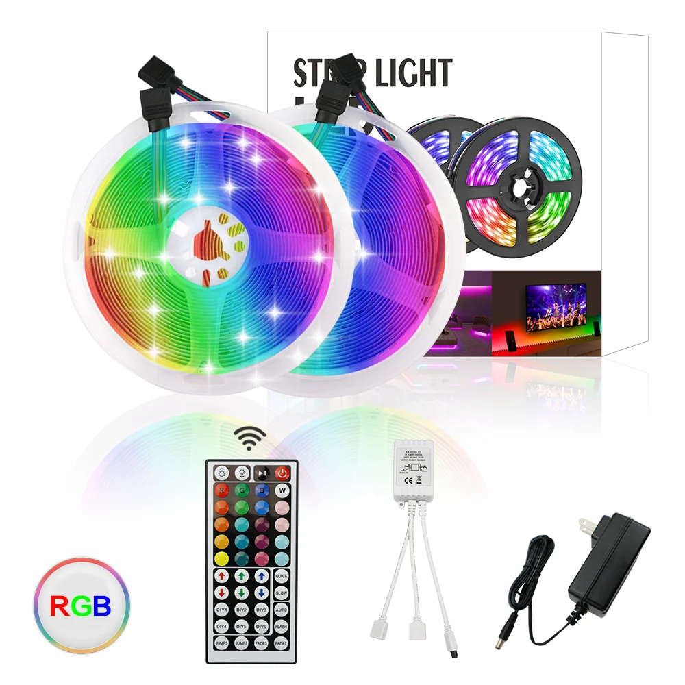 RGB светодиодный ленточный светильник DC 12V SMD2835 10M изменяемый гибкий с адаптером и