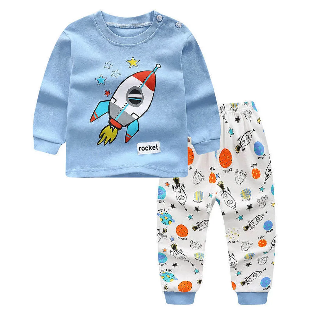 Хлопковый детский пижамный комплект с длинными рукавами детский пижама для мальчиков детские пижамы с героями мультфильмов пижамы для маленьких девочек детские пижамы - Цвет: 02
