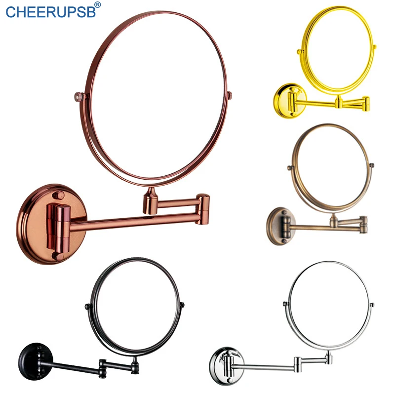 Настенное зеркало в ванную комнату розовое золото двухстороннее 3X