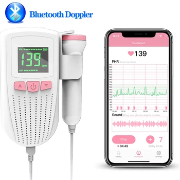 

Bluetooth Fetal Doppler Ultrasound Baby Heartbeat Detector Data record sharing Pregnant Doppler Baby Heart Rate Monitor