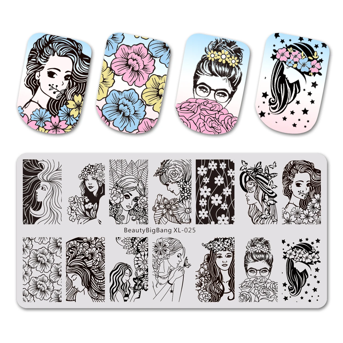 BeautyBigBang 6*12 см штамповочная пластина прямоугольный Шаблон Маникюр дизайн ногтей